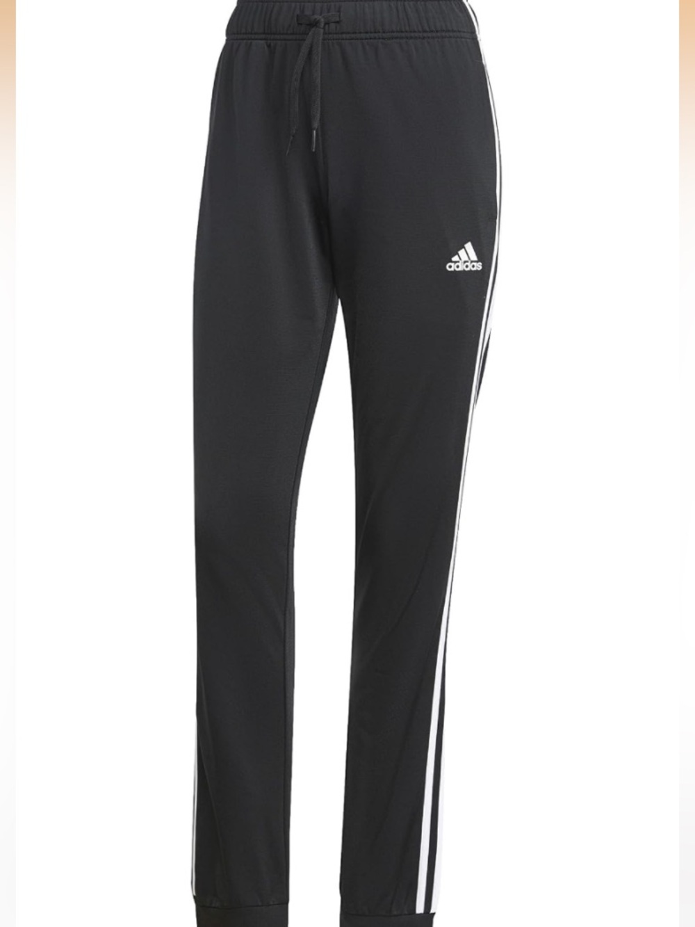 adidas Black Track Pants with White Side Stripes